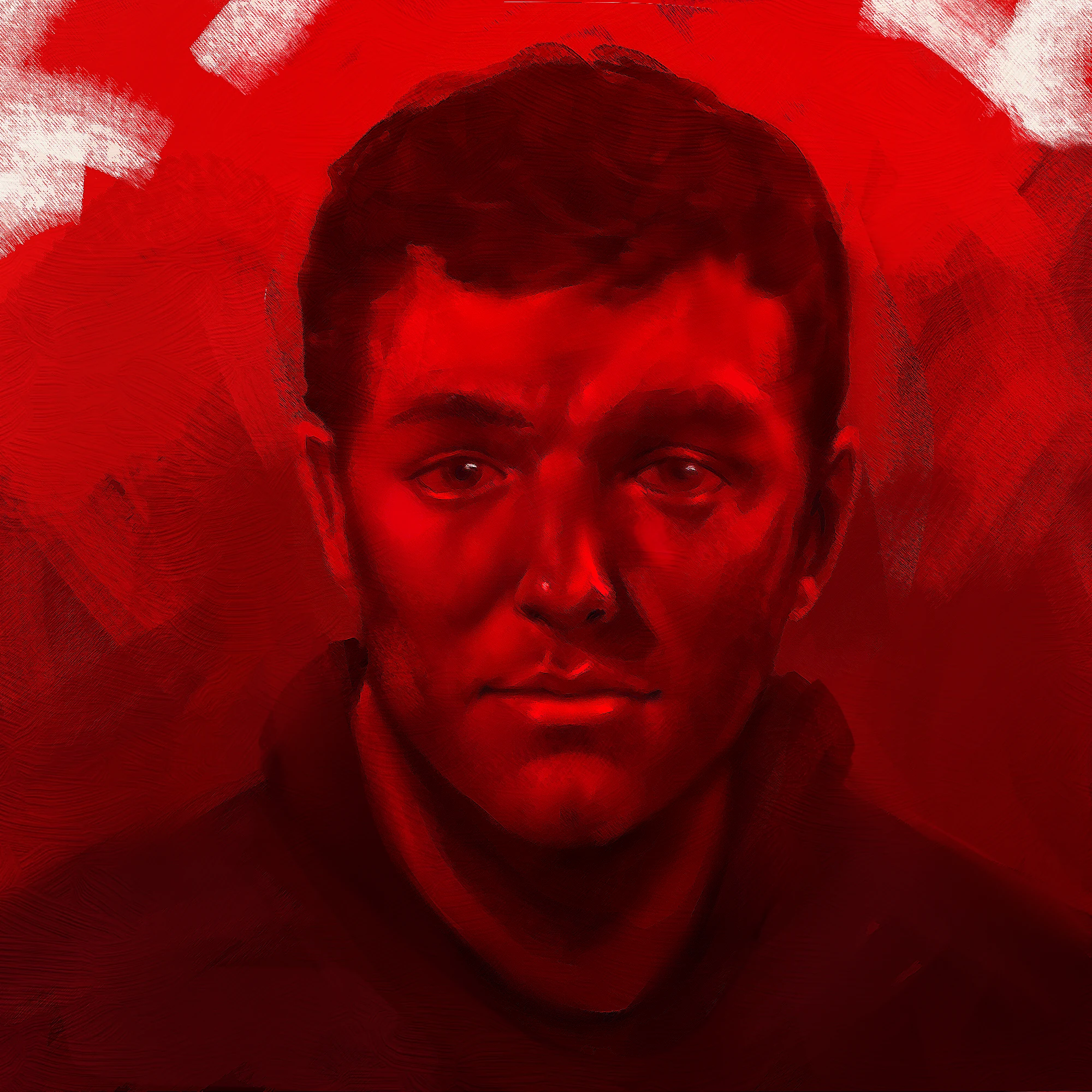 Red monochrome male portrait