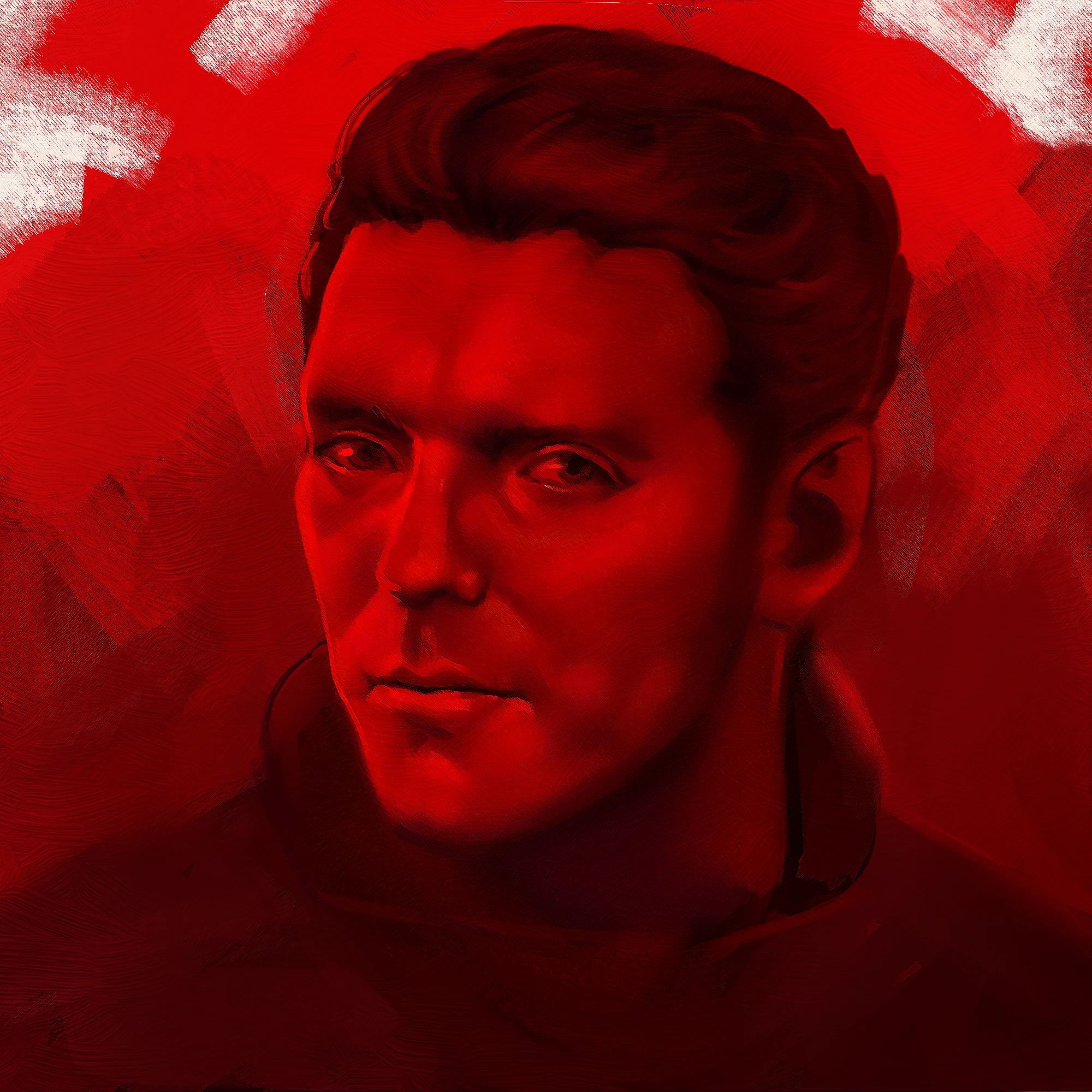 Second red monochrome male portrait