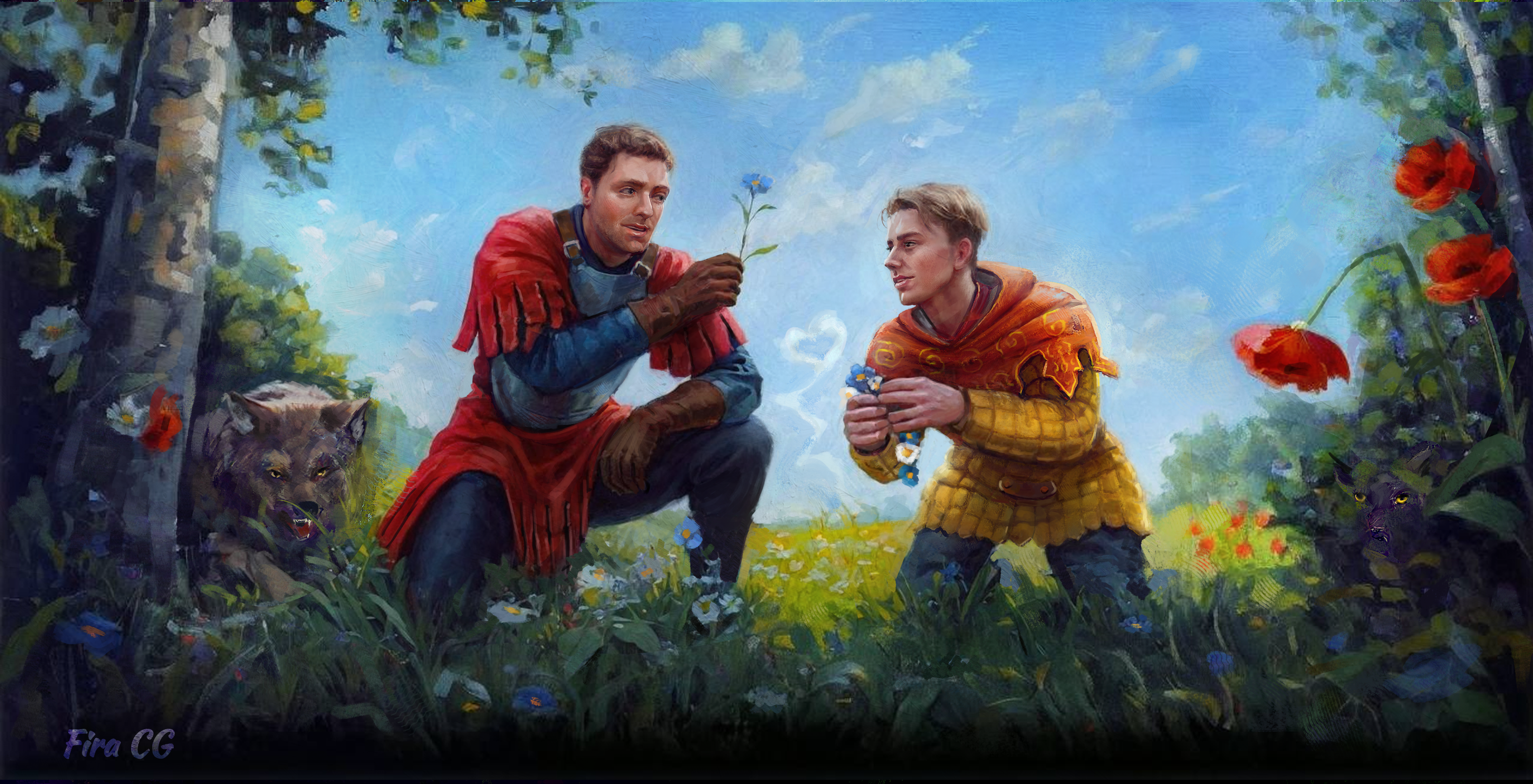 Flower field illustration detail